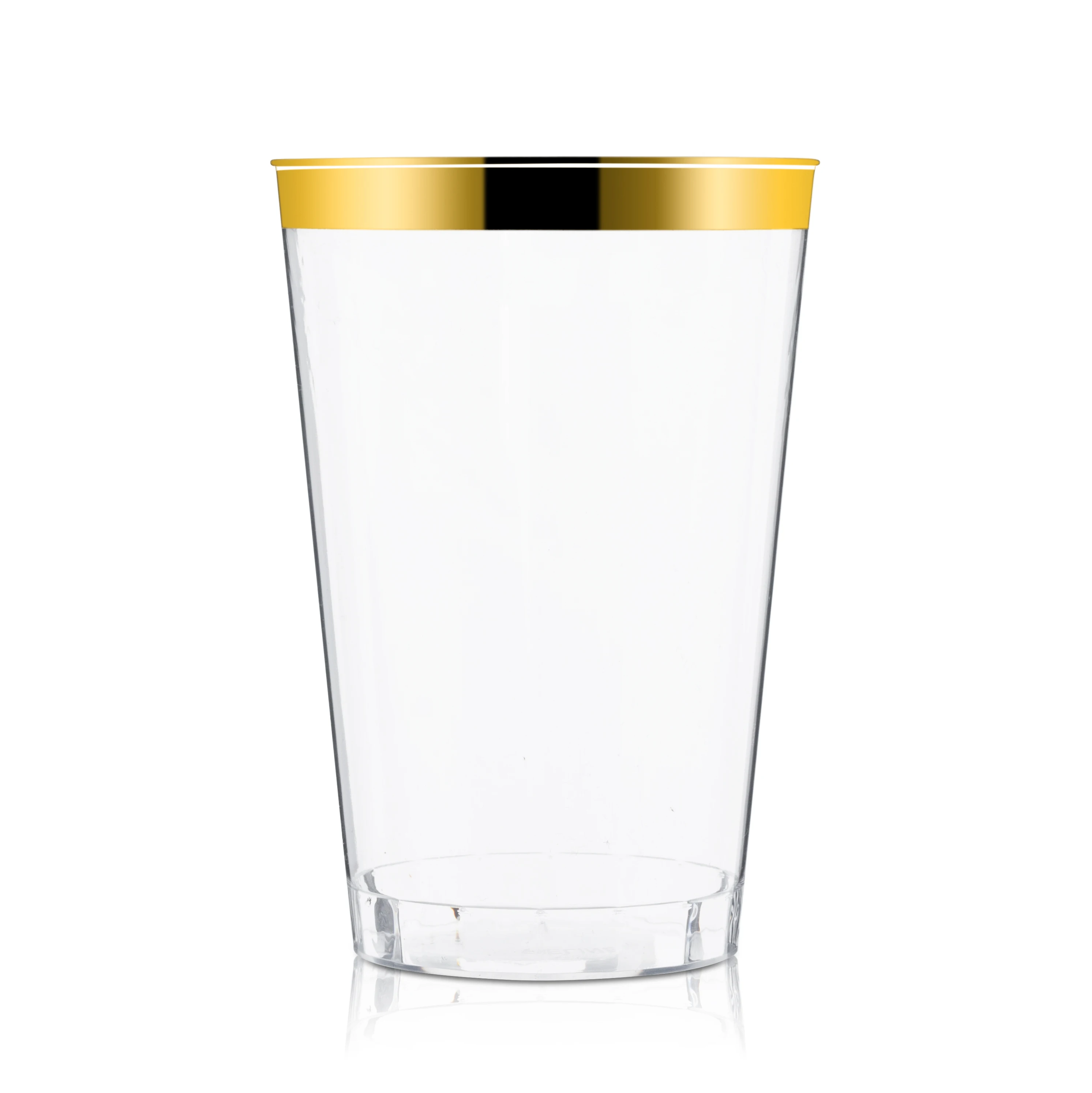 100 Gold Plastic Cups 12 Oz Clear Plastic Tumblers Gold Rimmed Fancy Disposable Wedding Cups Elegant Party Cups