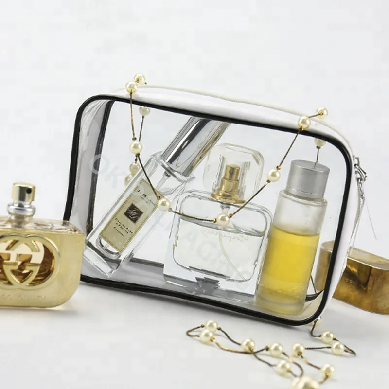 Custom Clear Plastic PVC Mini Pouch Packing Bag For Cosmetics Toiletry Travel Kit Nails Gift