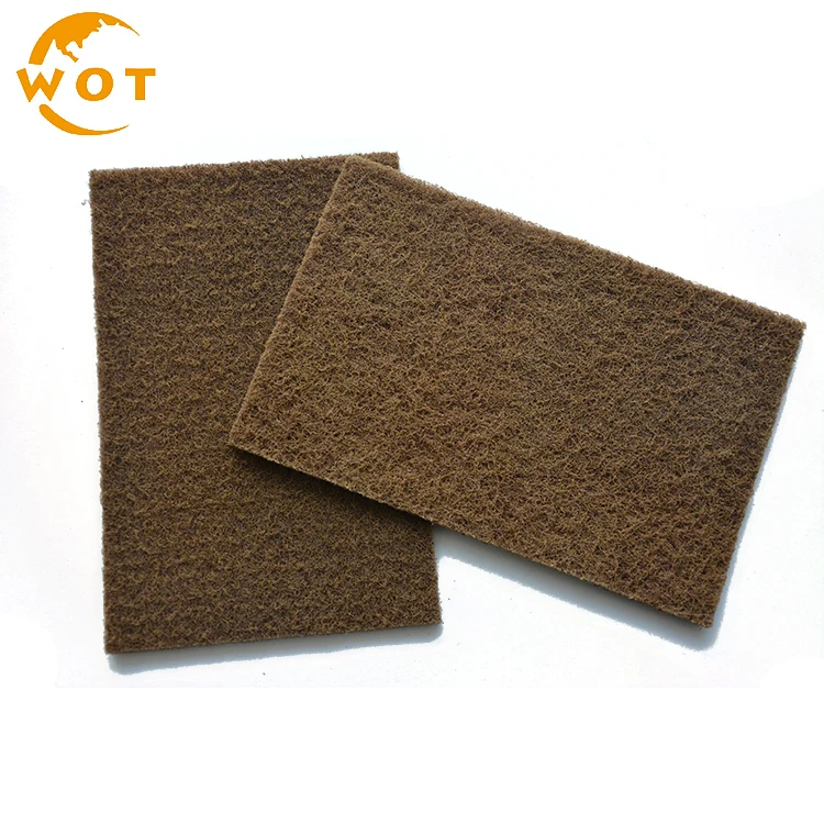 
150X230Mm Brown Non-Woven Nylon Fabric Aluminium Oxide Scouring Pads 
