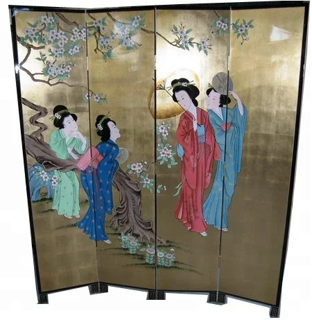 
gold japanese ancient lady divider separation room screen 