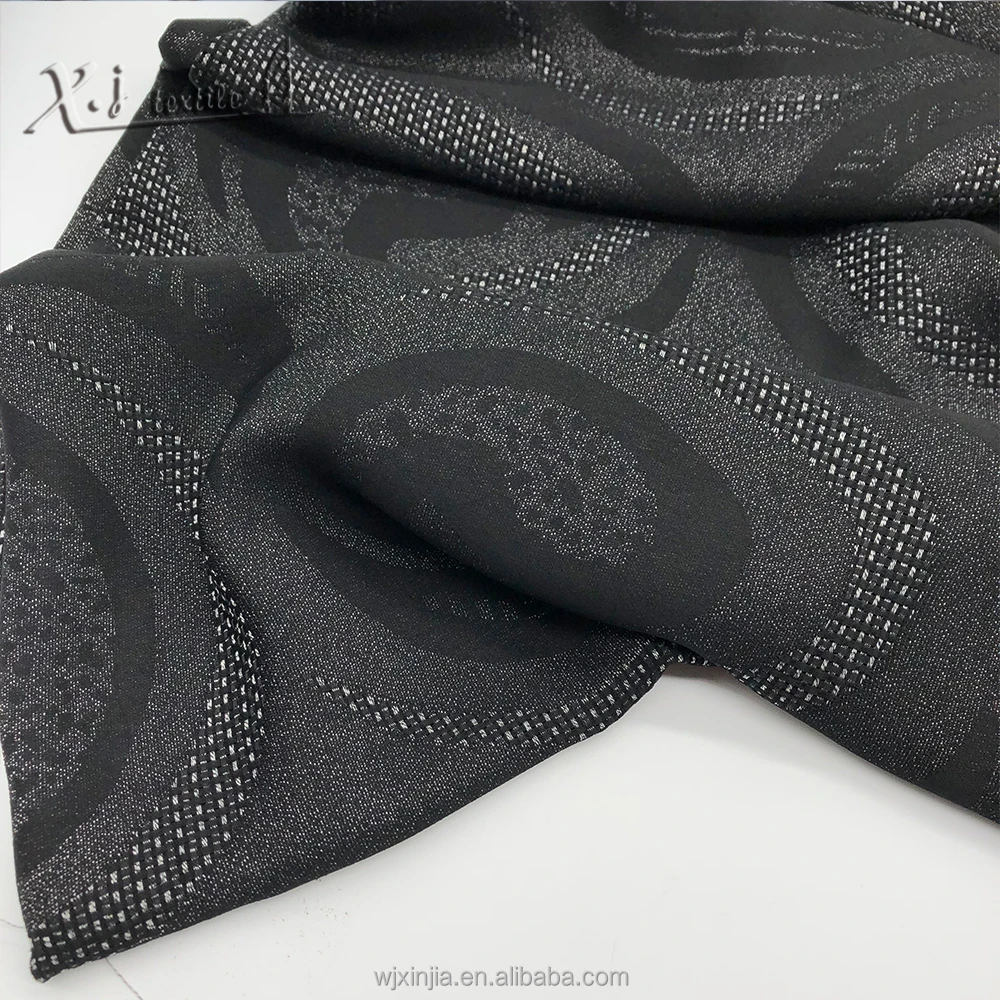  Трендовая дизайнерская ткань abaya черная вискозная жаккардовая для