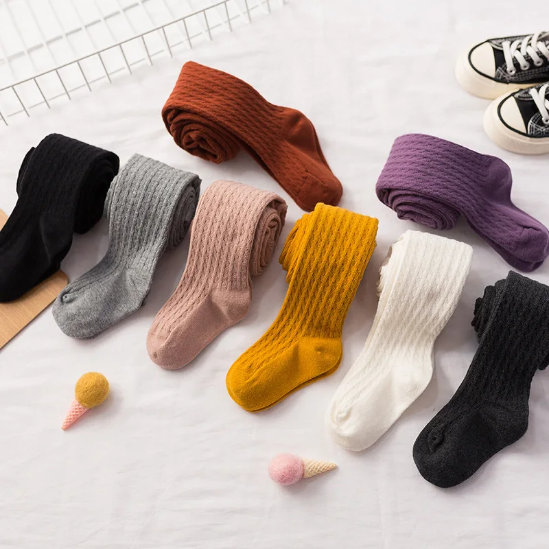Bonipony Baby Toddler Girls Cable Knit Tights Funky Colorful Happy Kids Legging Stocking Pants Combed Cotton Pantyhose