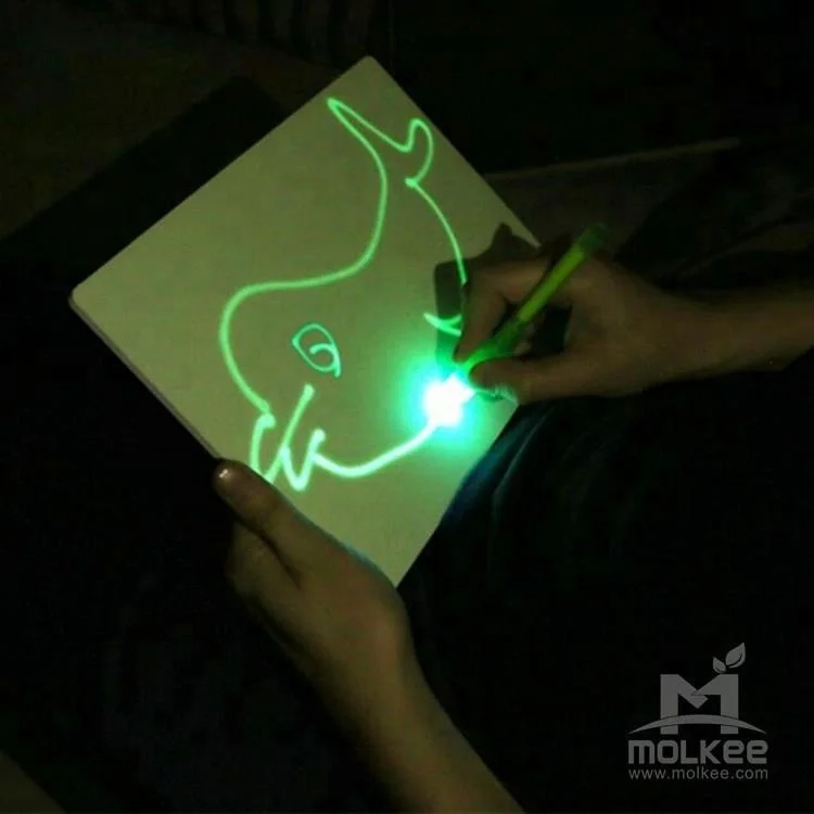 HOT amazon product magic phosphorescence flashing toys Photoluminescent drawing board for children at dark night