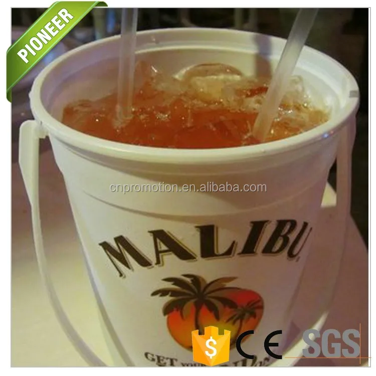 Plastic 32oz buckets Cruzan. Rum Plastic Beach Bucket drinking cup