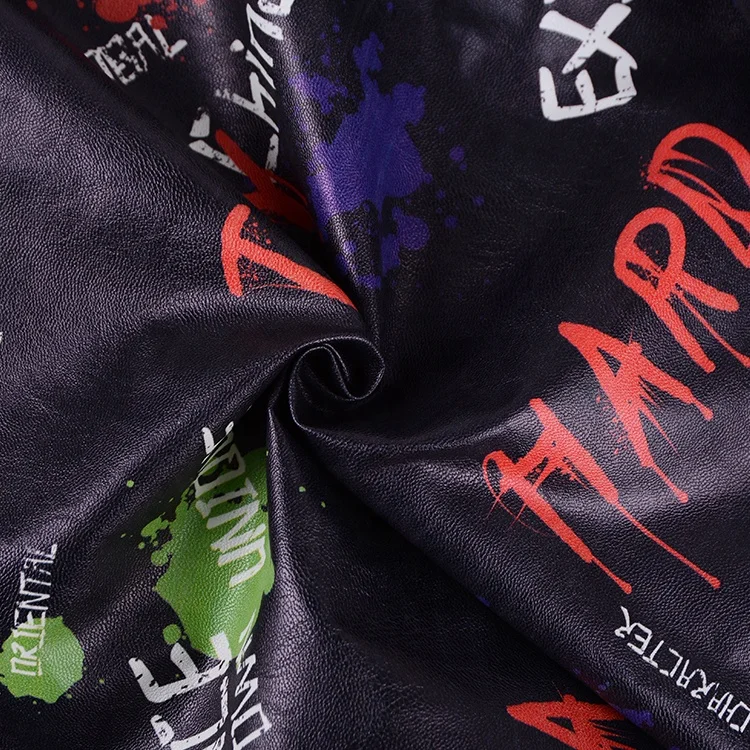 China wholesale crazy design custom printed faux leather fabric for clothing bag
