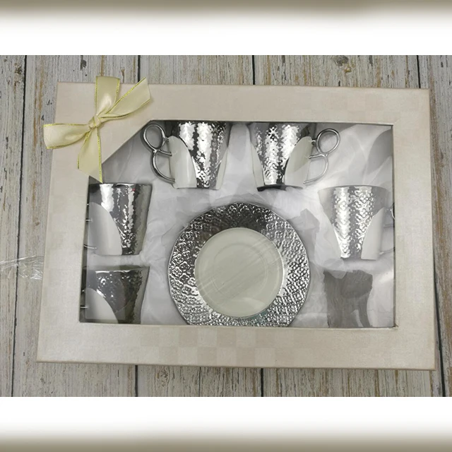 Free Sample 2018 NEW gift box packing ceramic high temperature white porcelain 90CC 6pcs tea cup & saucer