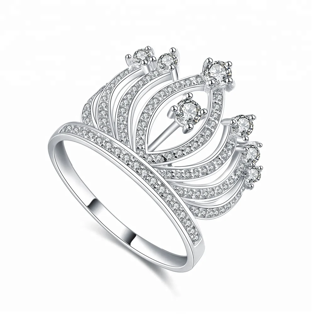 18k Gold plated 925 Silver Ring Crown Jewelry