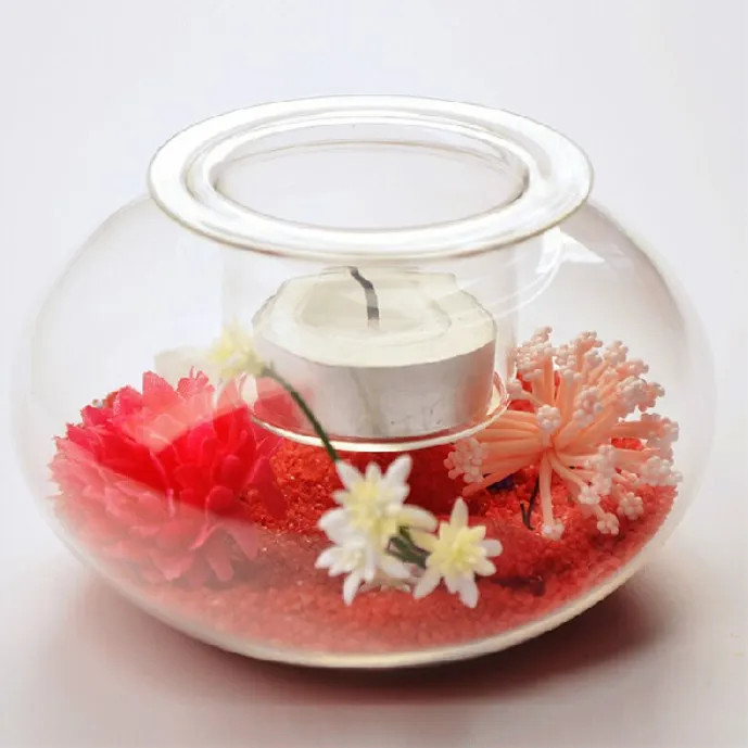 Novel Home Party Metal Candlestick Holder 2-Color Printed Glass Jar for Candlelight Dinner Customizable Logo