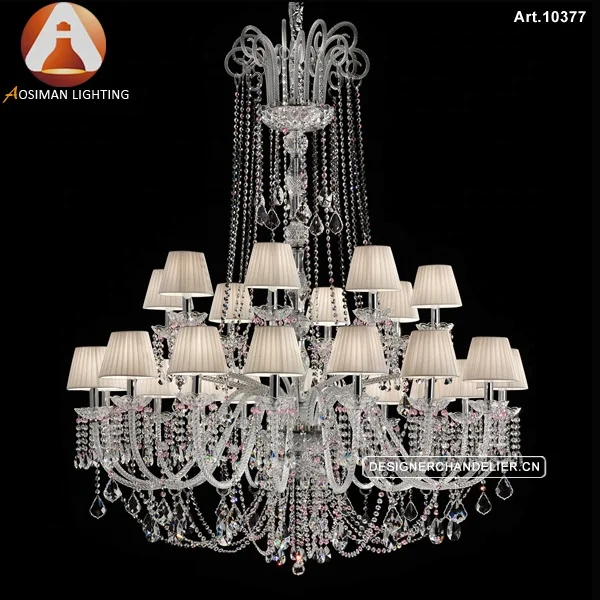 Bohemia 24 Light Pink Crystal Chandelier with Fabric Shades