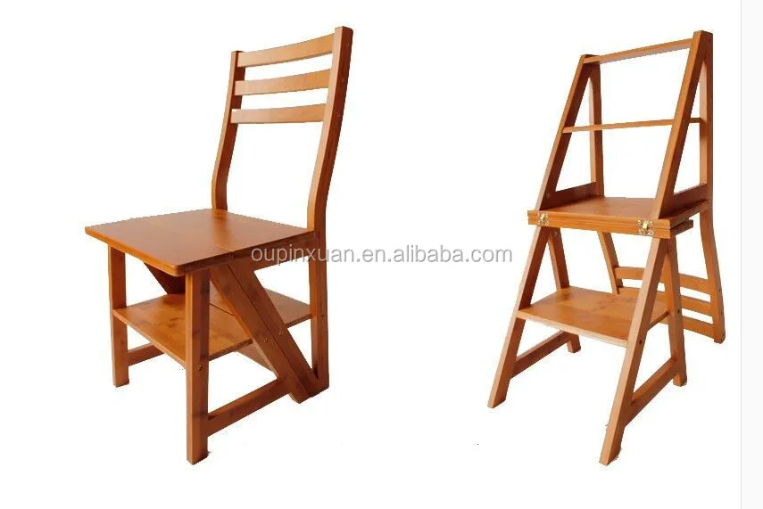 
New arrival useful multifunctional ladder chair for families Folding bamboo step Ladder Chair 