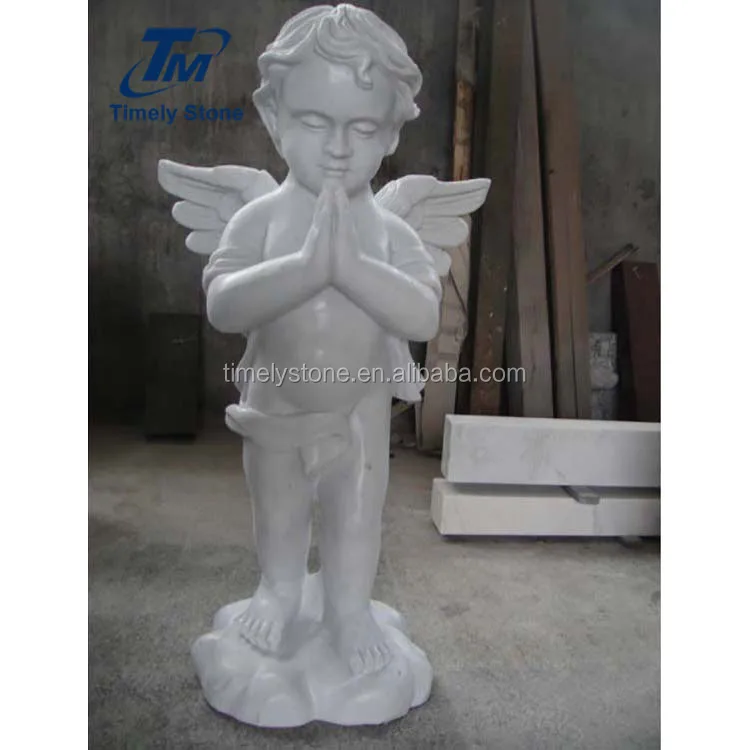 
pray angel statue stone sculpture white marble baby angel statue 