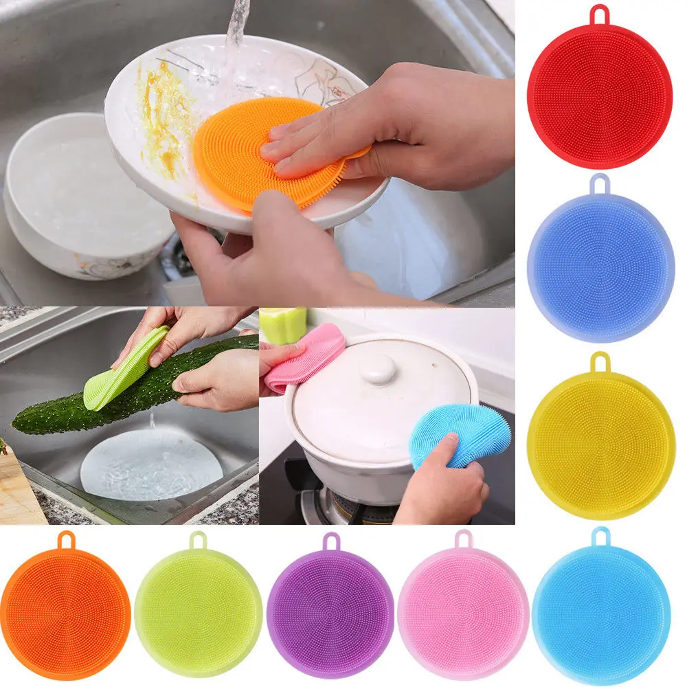 Silicone Dish Washing Sponge Scrubber Kitchen Cleaning Tool Soft Cleaning Brush Kitchen Dishwashing Tools