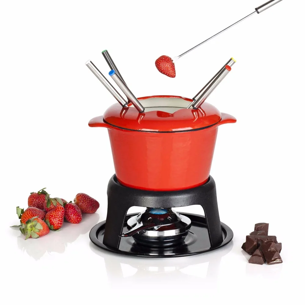Walmart Cast iron cheese Fondue fountain Enamel Chocolate Hot Pot set for Party