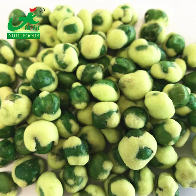 Food halal Yellow Wasabi coated Green Peas Snacks Food low calorie high protein