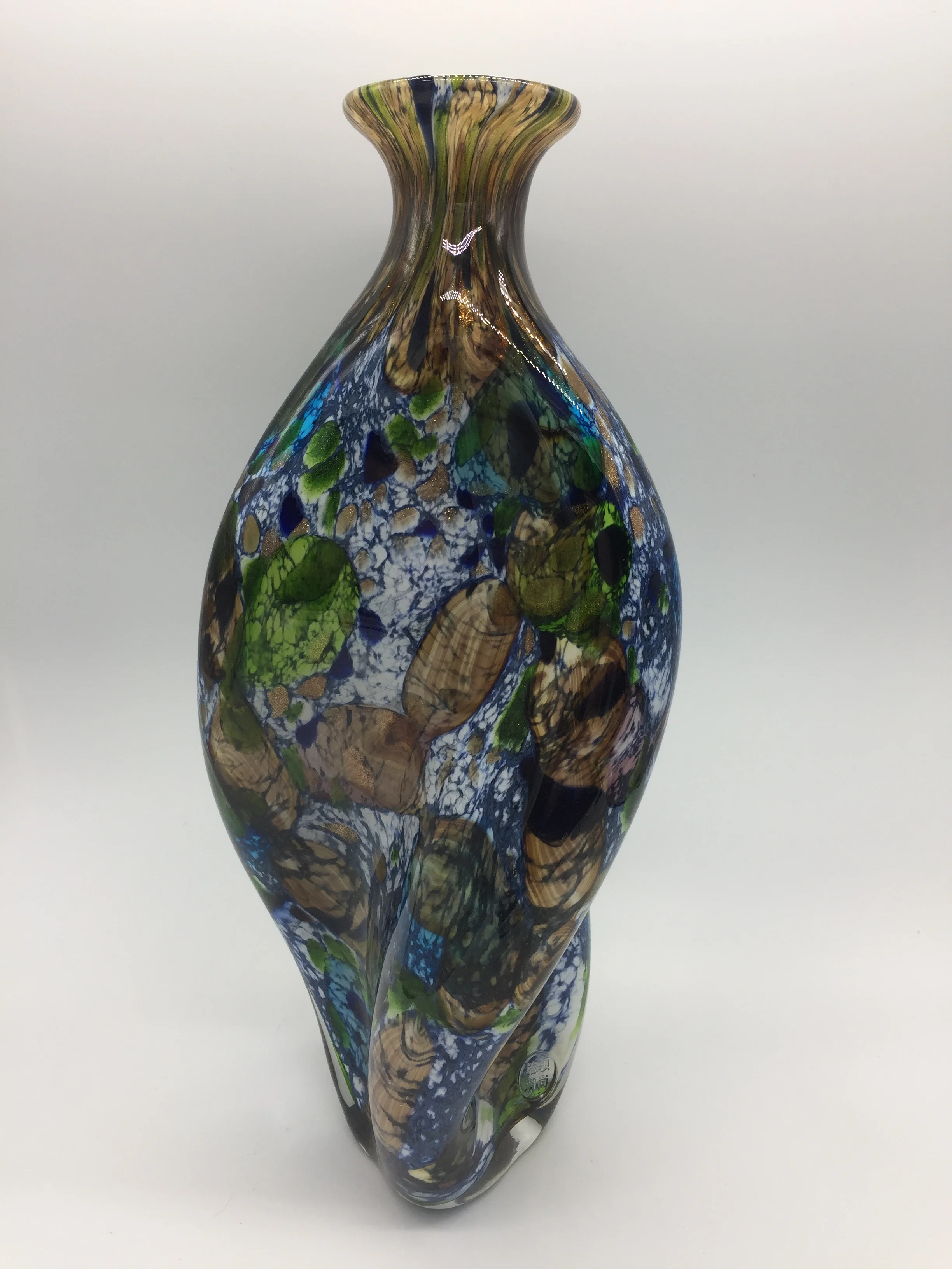 Folk Art Murano Decorative Glass Vase for Home Decor