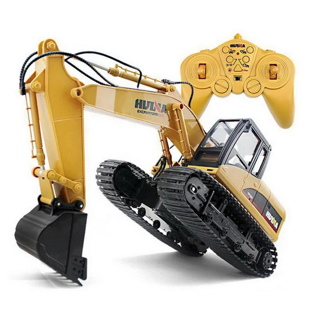 
HuiNa Toys 15 Channel 2.4G 1/14 RTR Mechanical Sound 680-Degree Rotation LED Light RC Car Anti Slip Alloy RC Excavator For kids 
