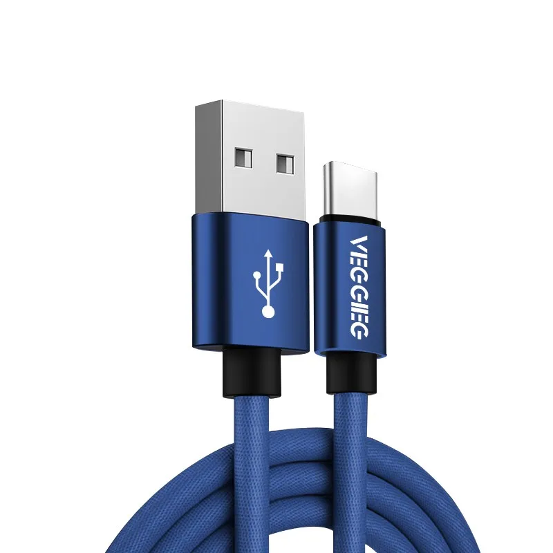 Nylon Braided Fast Charger Cord Charging Cable USB C Cable Mobile Phone Type C Devices Charger 1 Pcs Blue Copper+pvc Micro-usb