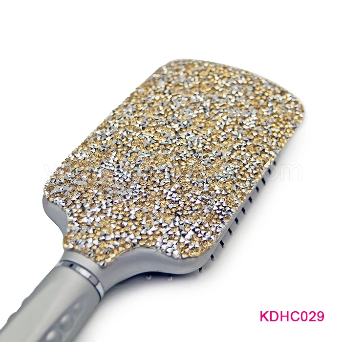 Fashion Luxury Crystal Bead Cheap And Durable Bulk Silver Paddle Brushes Hairdressing Hiar Combs