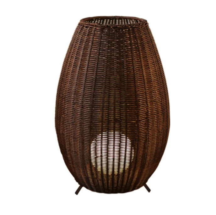 Современное украшение для отеля, светодиодный черный стоячий светильник, наружный Ретро ротанговый напольный светильник на штативе