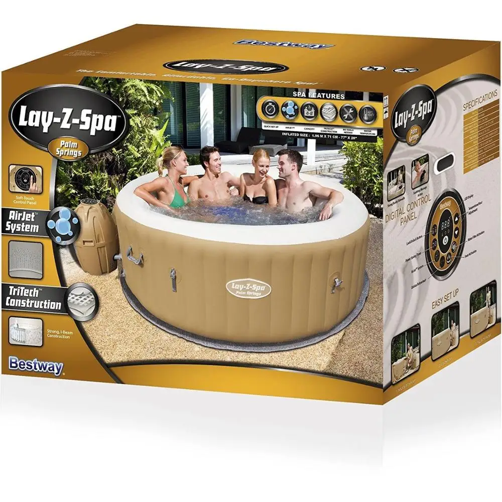 Bestway 54129 Palm Springs Hydro Jet Outdoor Mini Jazzy Swimming Pool Spa Adult Jacuzzi Inflatable Bathtub