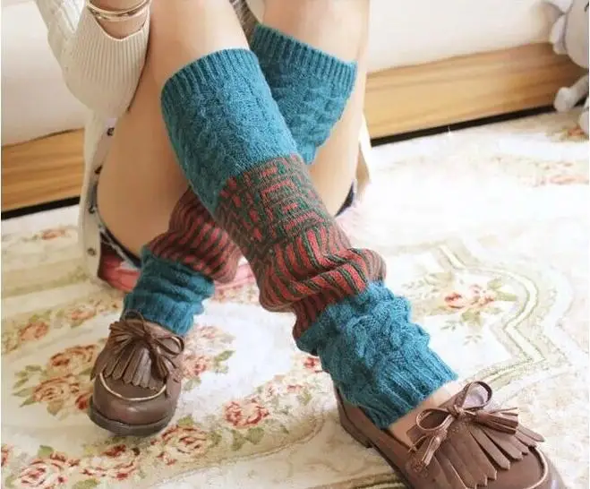 New Women Winter Knee High Wool Cable Knit Leg Warmers