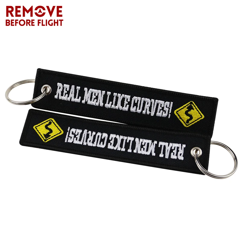 Key Chains Motorcycle Chain Keychain Bijoux for Cars Embroidery Real Men Like Curves Key Fobs Car Key Chain