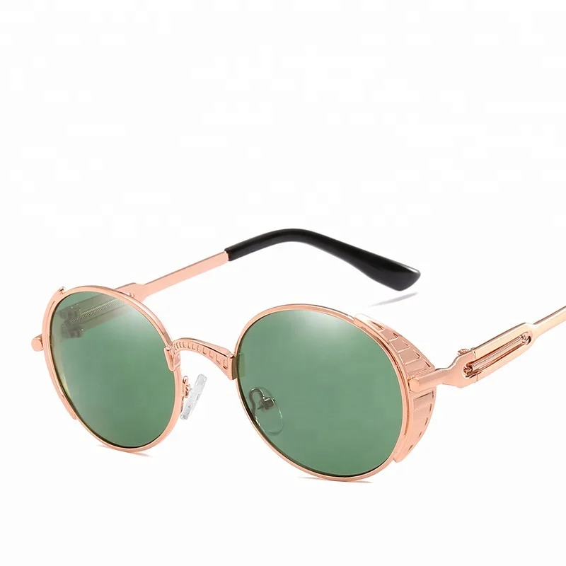 
Sinle vintage steampunk sunglasses prince mirror glasses gold metal googles for men spring hinge sunglasses 