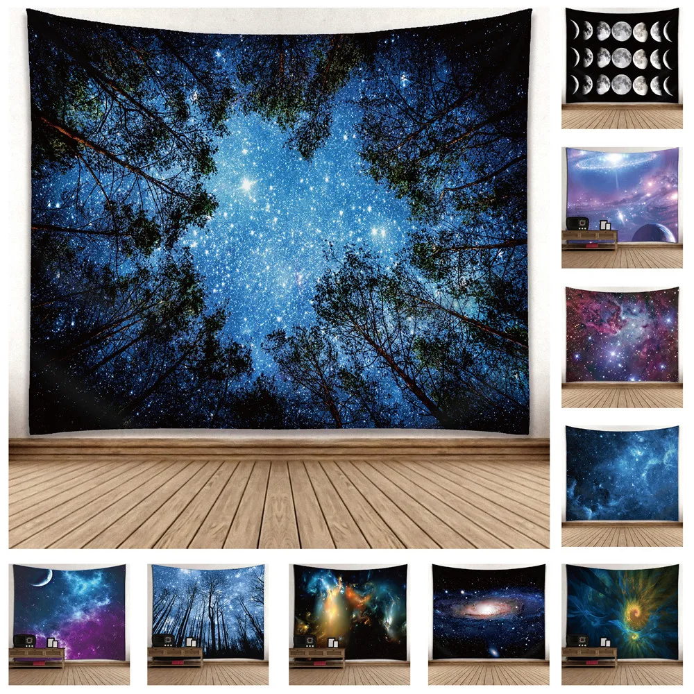 
Sublimation Print Starry Night Space Bohemian Mandala Forest Mountain Psychedelic Trippy Hippy Witchcraft Tarot Tapestry 60