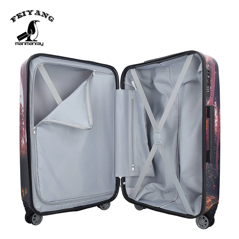 Customized Design ABS PC 3 pcs 20/24/28 Inch Travel Suitcase Printed Luggage Set