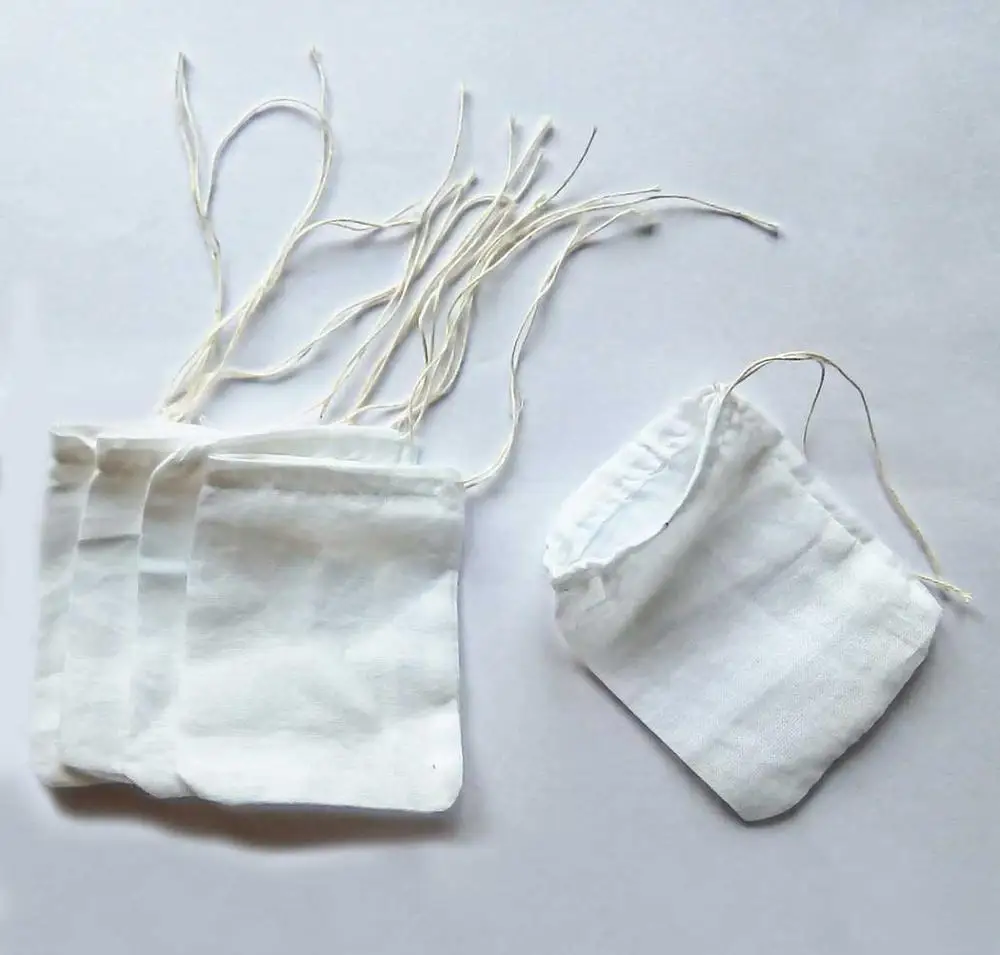 Natural organic cotton empty tea bag or coffee brew bag