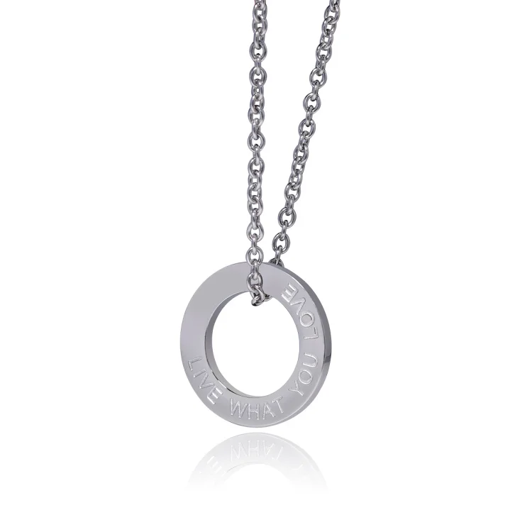 Fashion jewelry Custom 18k gold plated stainless steel engraved word washer pendant
