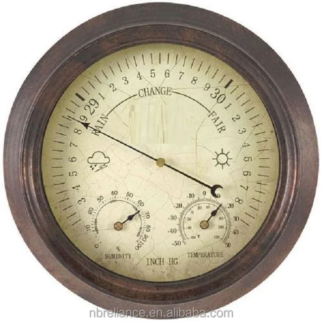 8inch Rustic Style Non Terracotta Outdoor Aneroid Mechanical Garden Barometer clock With Thermometer Hygrometer Weather Station