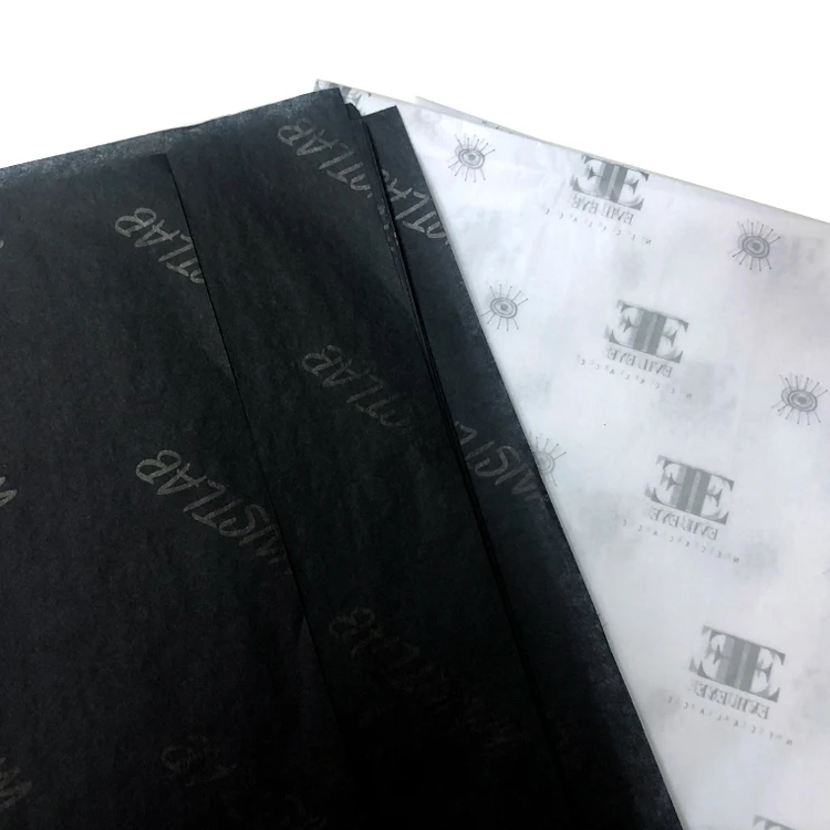 
Custom logo black white wrapping tissue paper for garment 