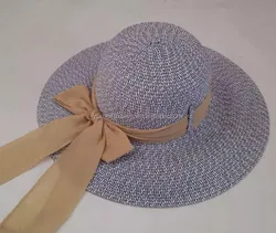 Women spring and summer letter embroidery wide brim straw floppy hat