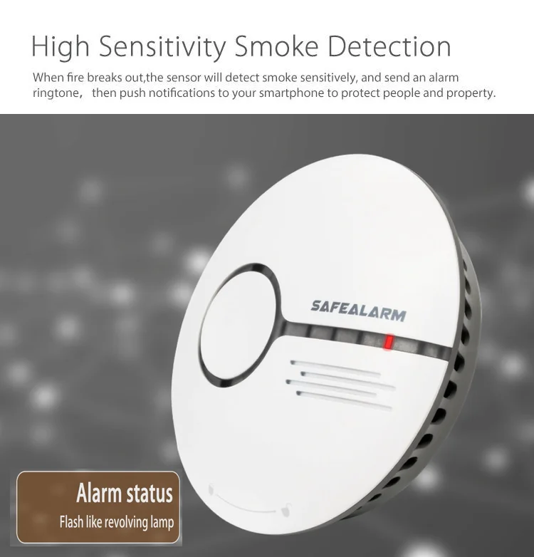
CE EN14604 10 Years Battery Mini Conventional Standalone/ WiFi Smoke Alarm Detector, Home Security Photoelectric Smoke Alarm 