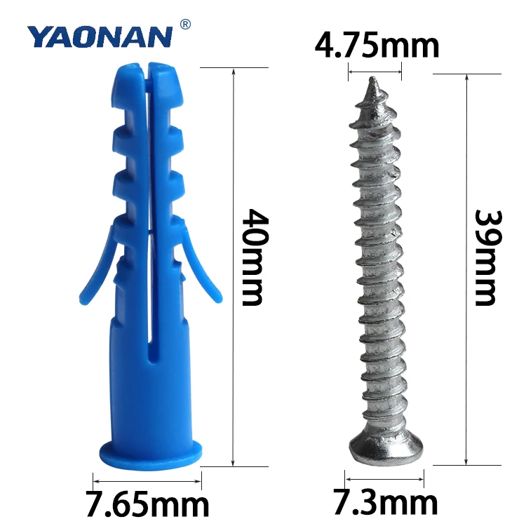 Customized 4/5/6/7/8/10/12/14mm Pe Wall Plug Anchor/ Plastic Anchor With Screw