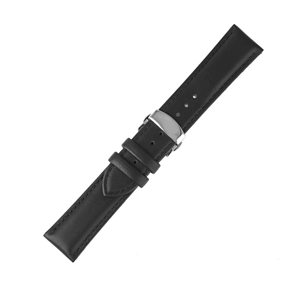 Top Brand alligator grain Genuine leather Watch strap with Double Butterfly Buckle