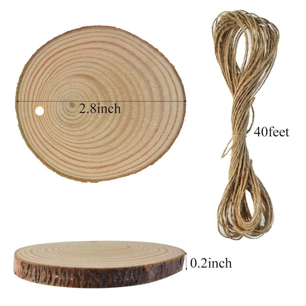 Unfinished Predrilled Round discs Hole Wooden Circles Natural Wood Slices