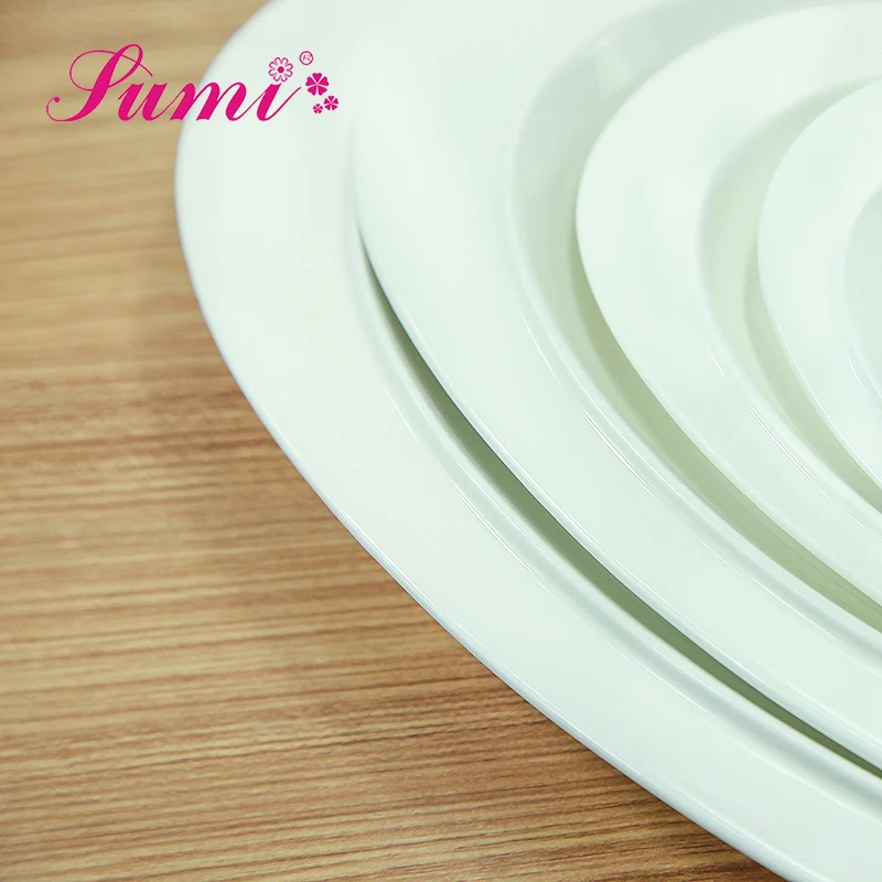 Custom logo long plates china dishes ceramic, restaurant serving dishes
