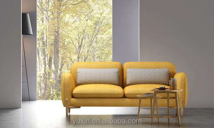 Yellow fabric sofa set modern style