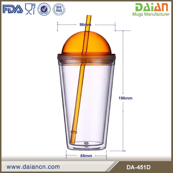 Красочная двойная стена блестящая вставка тумблер с соломой