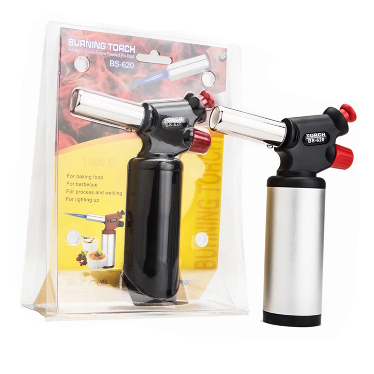 Professional plastic jet flame cooking culinary butane torch BS-620 gas lighter in bbq tools