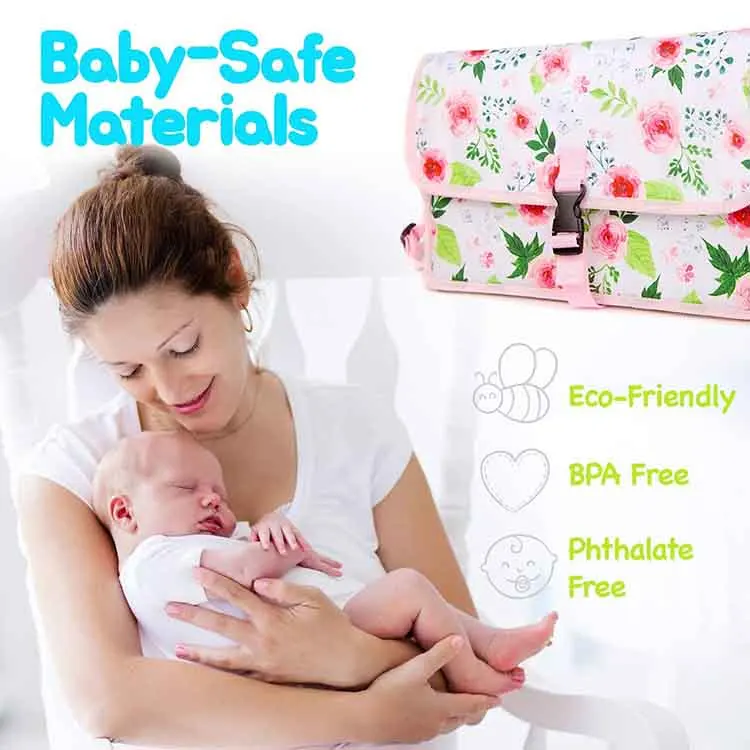 Foldable Travel Waterproof Portable Infant Changing Station Pad Diaper Baby Changing Travel Mat  With Kit Pockets
