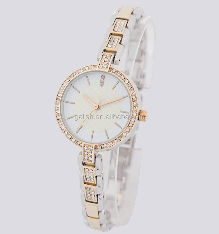 Chinese manufacturer Japanese movt quartz watch stainless steel back alloy water diamond watch