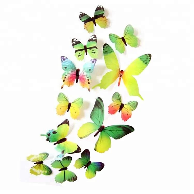 Realistic 12 Pieces 3d butterfly stickers for Home Decoration