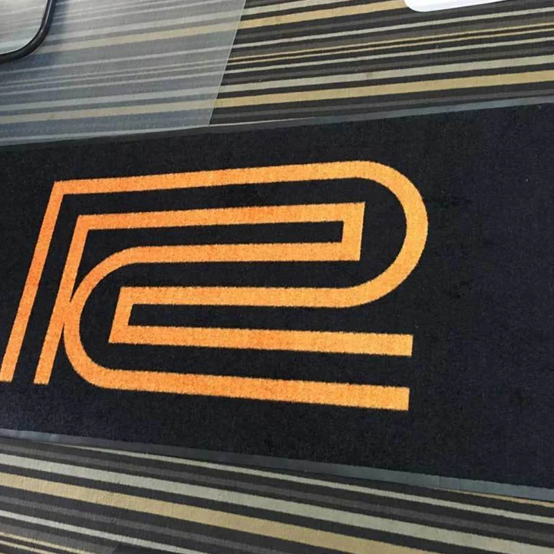 High Quality Custom Printed Garage Logo Floor Mat with Nylon Surface Rubber Backing New Shanghai HangJu LG-A06