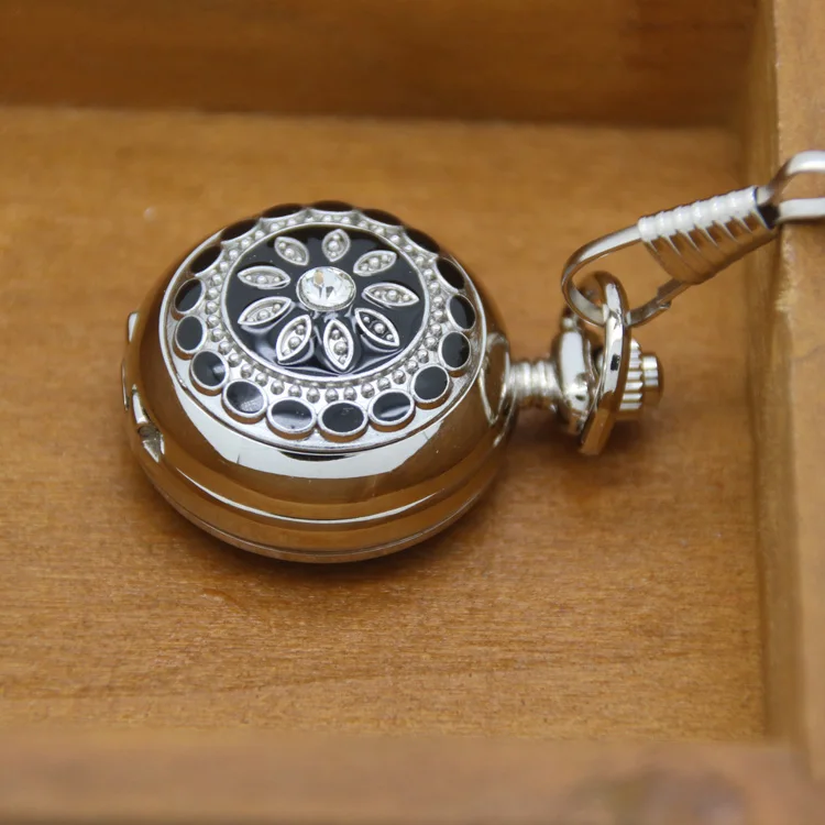 best quality christmas gifts girl pocket watch small diamond silver pocket watches
