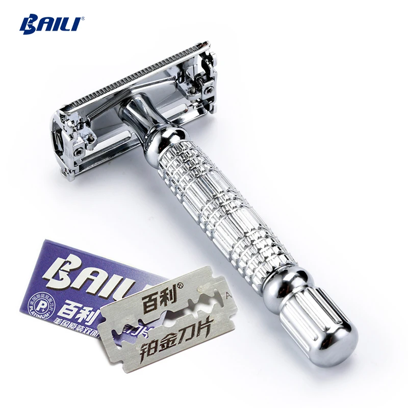 
Metal stainless steel double edged blade straight safety razor shaving travel set,long handed butterfly open cut throats razor 