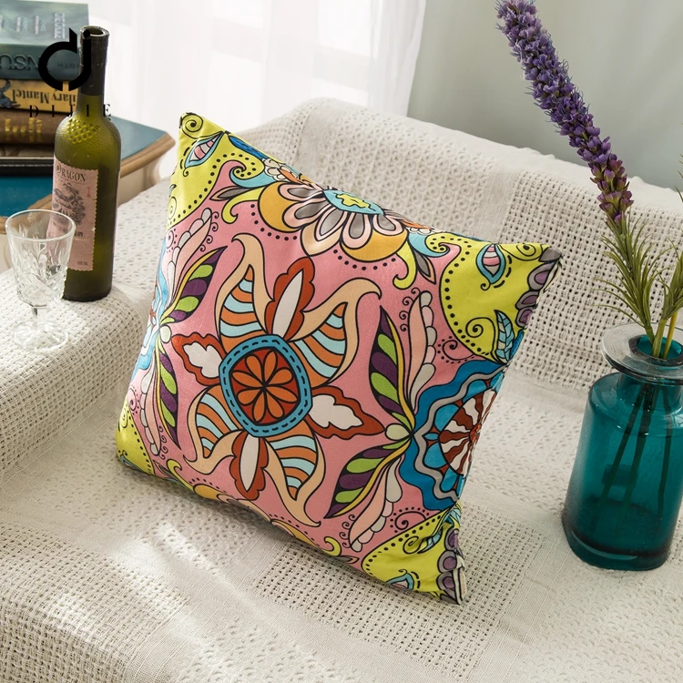 Китай поставщика печатных 100% полиэстер ручная вышивка Роза Чехлы для подушек дома декоративные