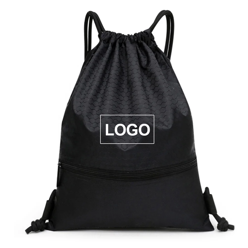 
High quality custom logo printing drawstring cloth string bag sac de dos sport Teenager School backpack polyester with pockets 
